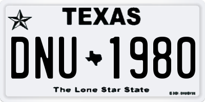 TX license plate DNU1980