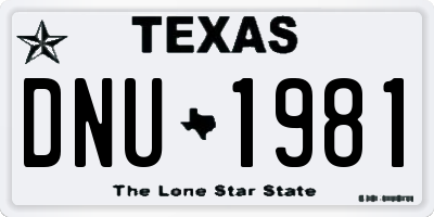 TX license plate DNU1981
