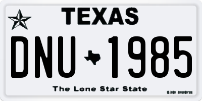 TX license plate DNU1985