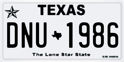 TX license plate DNU1986