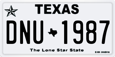 TX license plate DNU1987