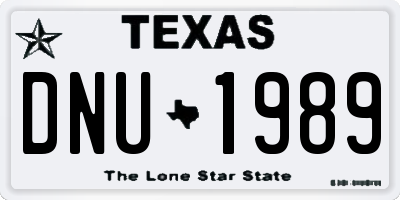 TX license plate DNU1989