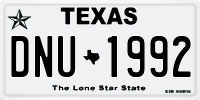 TX license plate DNU1992