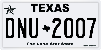 TX license plate DNU2007