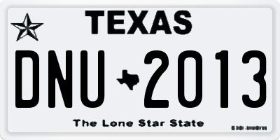 TX license plate DNU2013