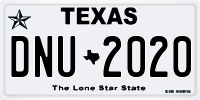 TX license plate DNU2020