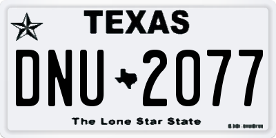 TX license plate DNU2077