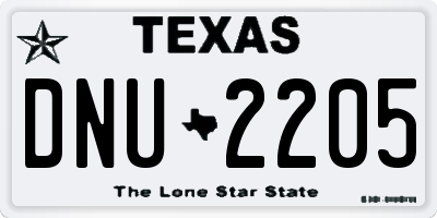 TX license plate DNU2205