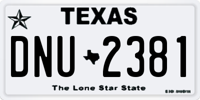 TX license plate DNU2381