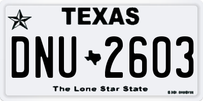 TX license plate DNU2603