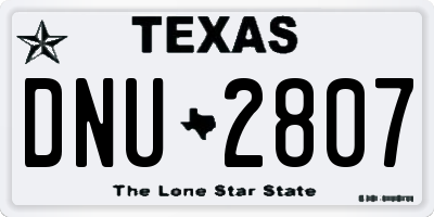 TX license plate DNU2807
