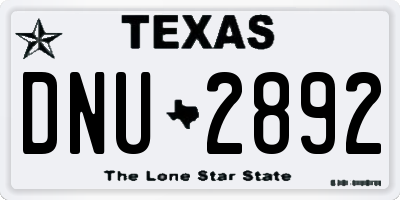 TX license plate DNU2892