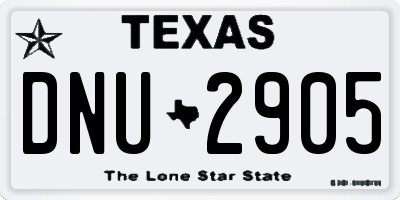 TX license plate DNU2905