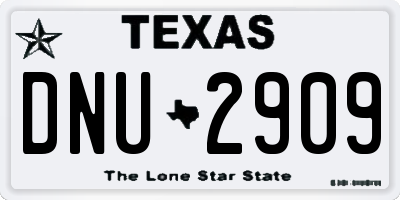 TX license plate DNU2909