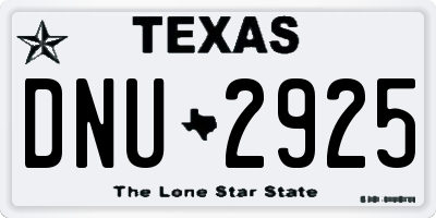 TX license plate DNU2925