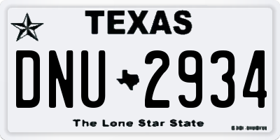 TX license plate DNU2934