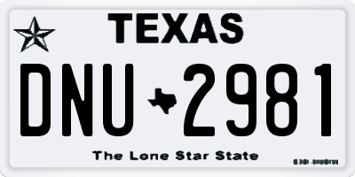 TX license plate DNU2981