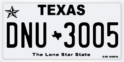 TX license plate DNU3005