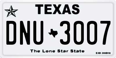 TX license plate DNU3007