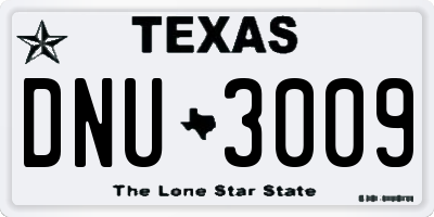 TX license plate DNU3009