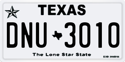 TX license plate DNU3010