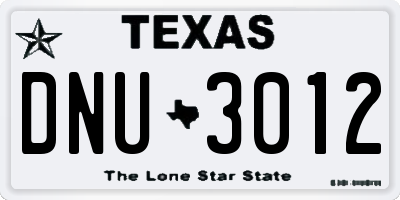 TX license plate DNU3012