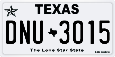 TX license plate DNU3015
