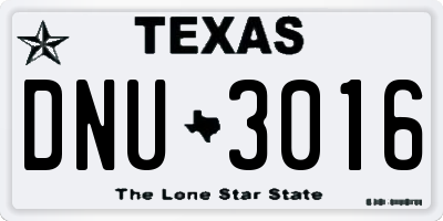 TX license plate DNU3016