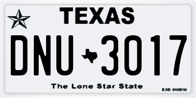 TX license plate DNU3017