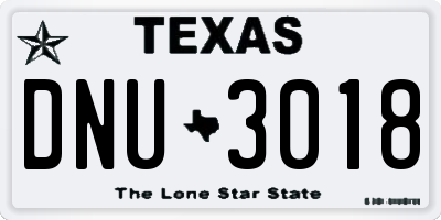 TX license plate DNU3018