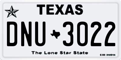 TX license plate DNU3022