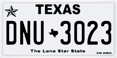 TX license plate DNU3023