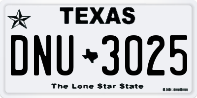 TX license plate DNU3025