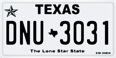 TX license plate DNU3031