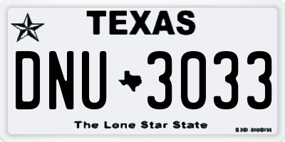 TX license plate DNU3033
