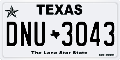 TX license plate DNU3043