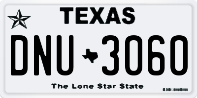 TX license plate DNU3060