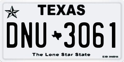 TX license plate DNU3061