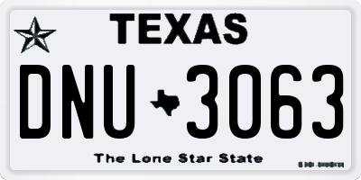 TX license plate DNU3063