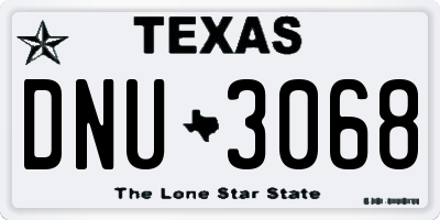 TX license plate DNU3068