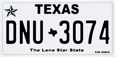 TX license plate DNU3074
