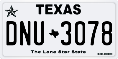 TX license plate DNU3078