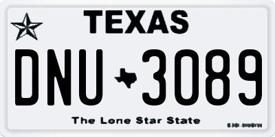 TX license plate DNU3089
