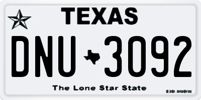 TX license plate DNU3092