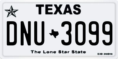 TX license plate DNU3099