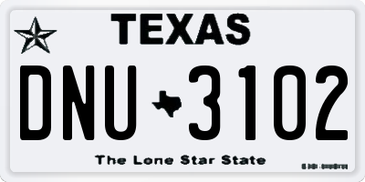 TX license plate DNU3102