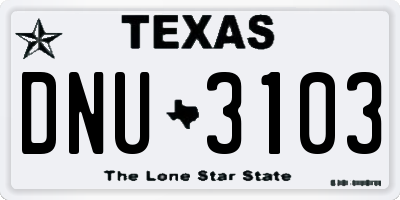 TX license plate DNU3103