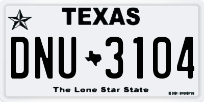 TX license plate DNU3104