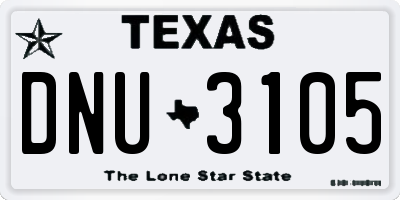 TX license plate DNU3105
