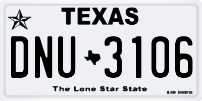 TX license plate DNU3106